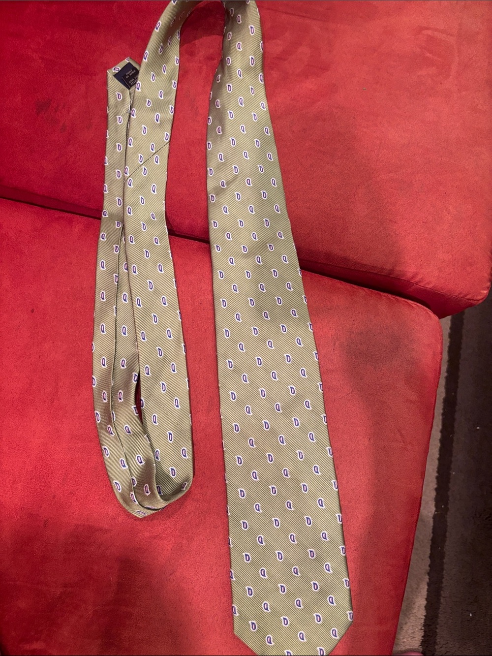Silk Chartreuse Green Paisley Necktie - Jos A Bank